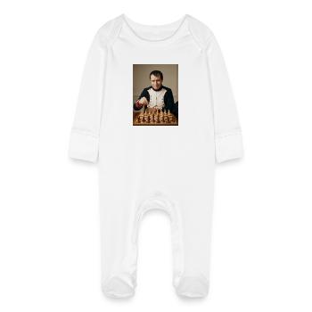 Napoléon joue aux échecs. - Grenouillère bio avec gants Bébé - blanc - Devant