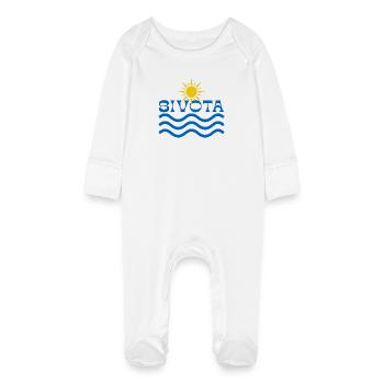 Sivota Sun Waves  - Baby Organic Sleepsuit with Scratch Mitts - white - Front