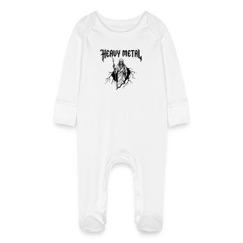 Musique heavy metal - Grenouillère bio avec gants Bébé - blanc - Devant