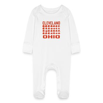 Cleveland Ohio Football Helmen - Baby bio pyjama met krabwantjes - wit - Voor