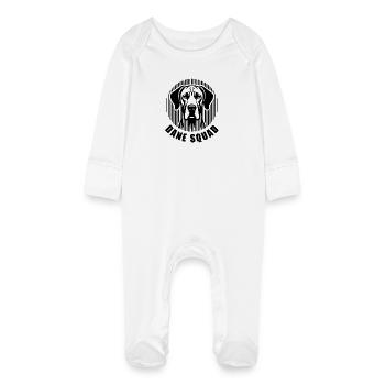 Dane Squad – Minimalist linear silhouette Hund - Baby Bio-Schlafanzug mit Kratzhandschuhen - Weiß - Vorne