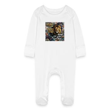 Motivation du lion osant marcher seul en disant des graffitis - Grenouillère bio avec gants Bébé - blanc - Devant