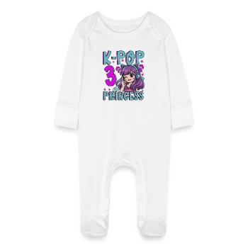 Princesse K-Pop Anniversaire de 3 ans - Grenouillère bio avec gants Bébé - blanc - Devant
