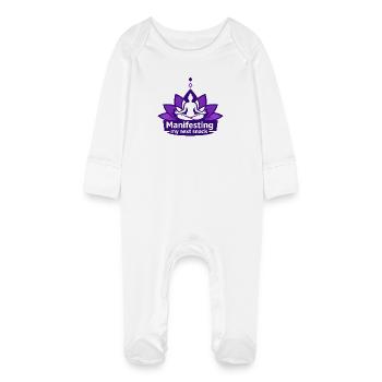 Manifestation de mon prochain en-cas - Grenouillère bio avec gants Bébé - blanc - Devant