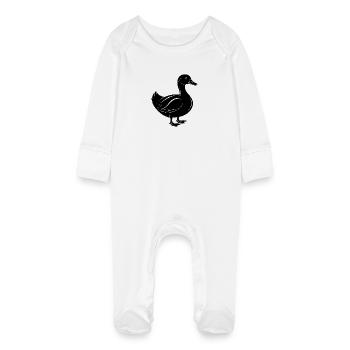 Duck - Baby Organic Sleepsuit with Scratch Mitts - white - Front