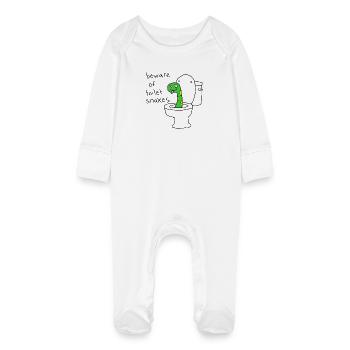 Méfiez-vous des serpents de toilette - Grenouillère bio avec gants Bébé - blanc - Devant