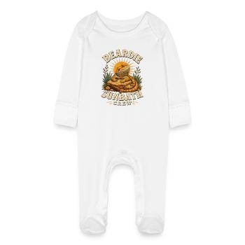 BEARDIE SUNBATH CREW - Baby Organic Sleepsuit with Scratch Mitts - white - Front