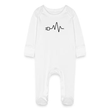Elektriker EKG Stecker Kabel Herzschlag - Baby Bio-Schlafanzug mit Kratzhandschuhen - Weiß - Vorne