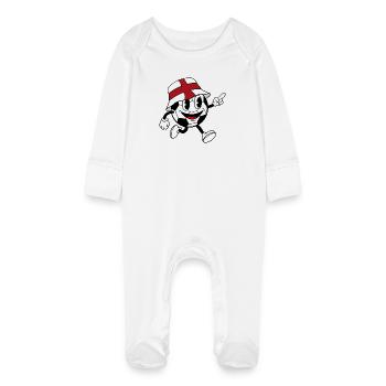 England Football Fan Retro Comic Mascot - Baby Organic Sleepsuit with Scratch Mitts - white - Front