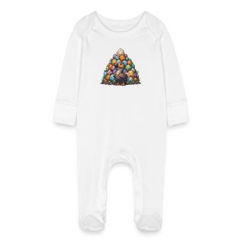 La colline colorée des œufs de dodo - Grenouillère bio avec gants Bébé - blanc - Devant