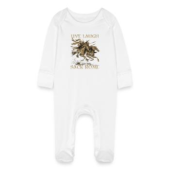Les Cavaliers historiques contre Rome | Humour ancien des goths - Grenouillère bio avec gants Bébé - blanc - Devant