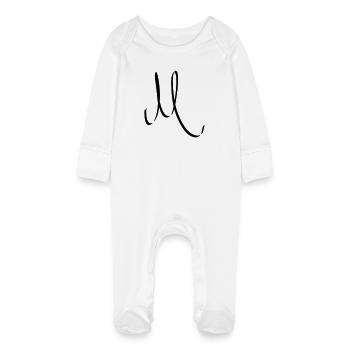 Lettre M - Grenouillère bio avec gants Bébé - blanc - Devant