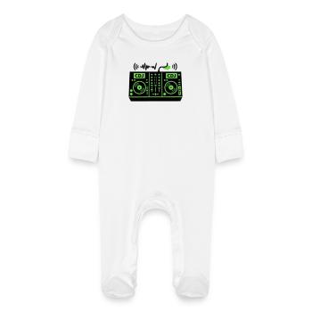 DJ Mixer Mischpult Techno Festival Raver - Baby Bio-Schlafanzug mit Kratzhandschuhen - Weiß - Vorne