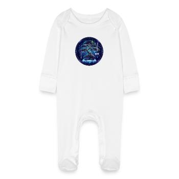 Cyber Zen Glitch Bonsai Futuristic Japan Aesthetic - Baby Organic Sleepsuit with Scratch Mitts - white - Front