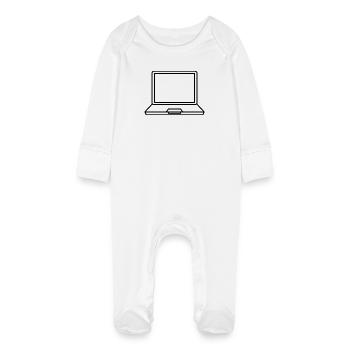 Laptop - Baby Organic Sleepsuit with Scratch Mitts - white - Front