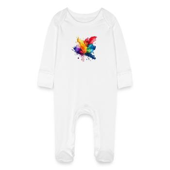 Farbspritzer Explosion - Baby Bio-Schlafanzug mit Kratzhandschuhen - Weiß - Vorne