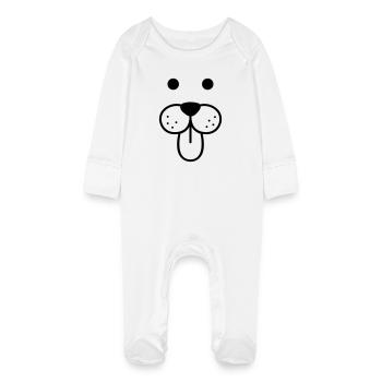 doggy face - Baby Organic Sleepsuit with Scratch Mitts - white - Front