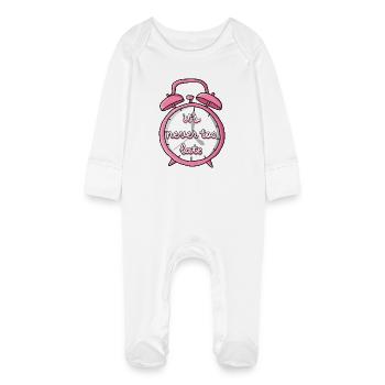 Never too late - Baby Organic Sleepsuit with Scratch Mitts - white - Front