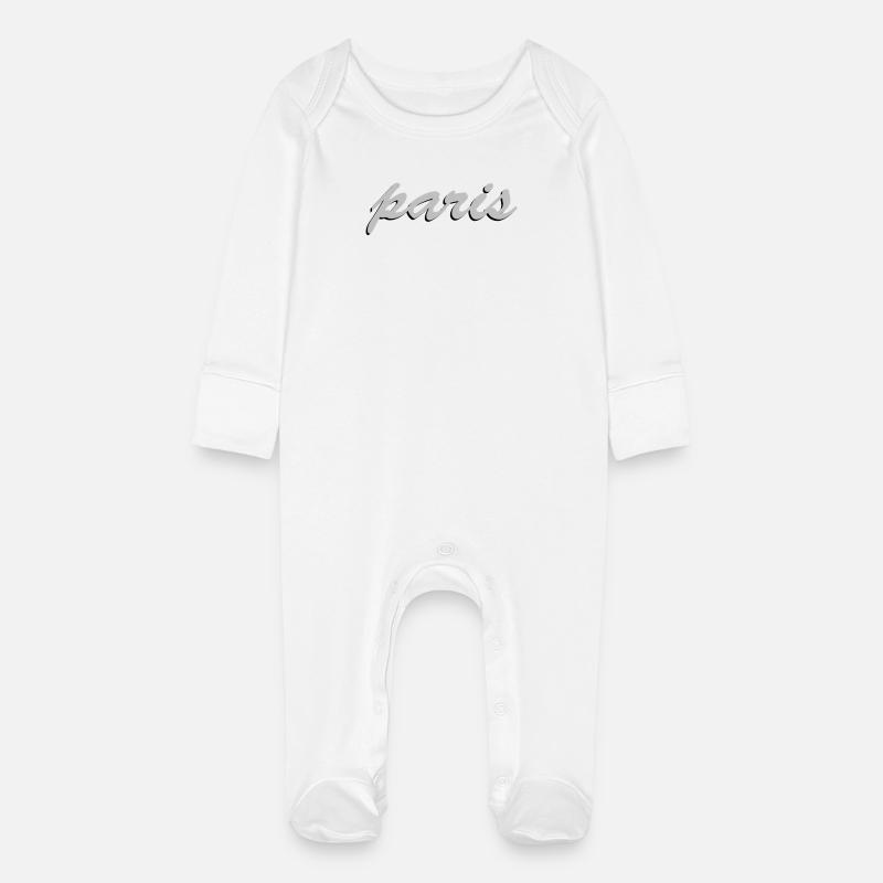 Paris Champ de Mars Vintage Script - Baby Bio-Schlafanzug mit Kratzhandschuhen - Weiß