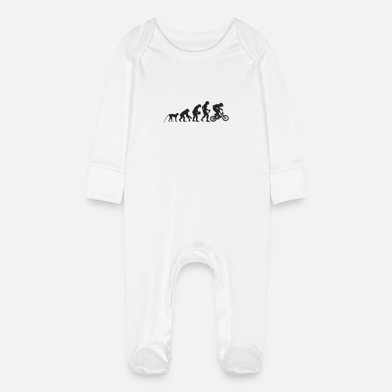 Evolution BMX - Baby Organic Sleepsuit with Scratch Mitts - white
