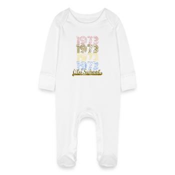 Old School 1973 Retro Vintage T-shirt - Grenouillère bio avec gants Bébé - blanc - Devant