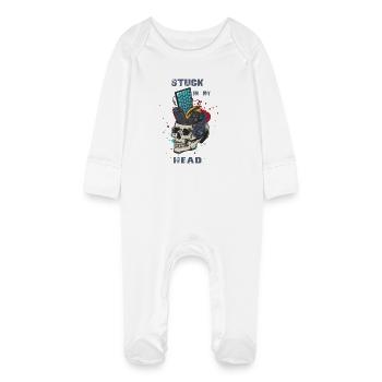 Content of my head - gambling - gamers - Baby Organic Sleepsuit with Scratch Mitts - white - Front