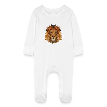 Polygone de lion - Grenouillère bio avec gants Bébé - blanc - Devant