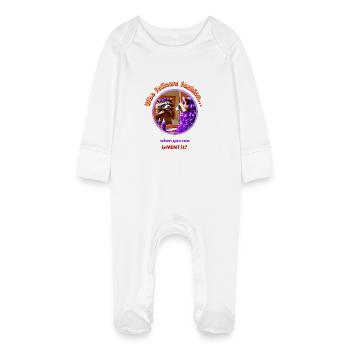 The Raccoon Revolution with Your Own Hands - Baby Organic Sleepsuit with Scratch Mitts - white - Front