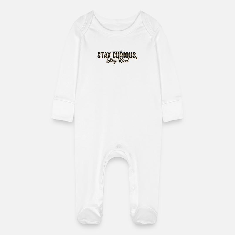 Stay Currious Stay Kind Design Éclectique  - Grenouillère bio avec gants Bébé - blanc