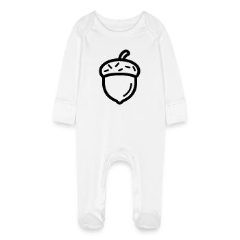 Acorn Autumn Symbol - Baby Organic Sleepsuit with Scratch Mitts - white - Front