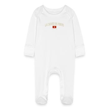 La Chaux-de-Fonds Swiss Crest - Baby Organic Sleepsuit with Scratch Mitts - white - Front
