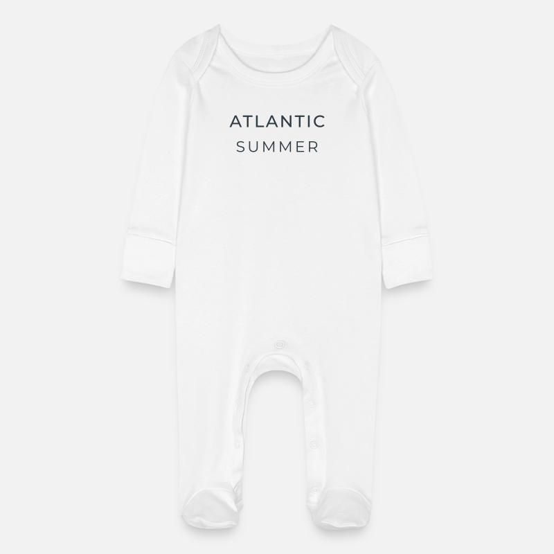 Atlantic Summer - Grenouillère bio avec gants Bébé - blanc