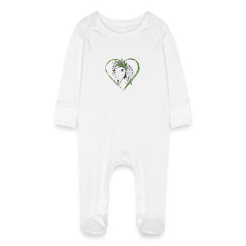 Christlich Religiös Pferdefan - Baby Bio-Schlafanzug mit Kratzhandschuhen - Weiß - Vorne