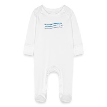 3 lignes sales vague bleue à grise - Grenouillère bio avec gants Bébé - blanc - Devant