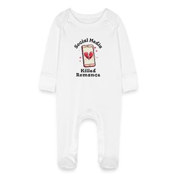 Social Media Killed Romance - Baby Organic Sleepsuit with Scratch Mitts - white - Front