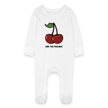 Dessin animé de cerise - Conception de fruits sucrés - Grenouillère bio avec gants Bébé - blanc - Devant