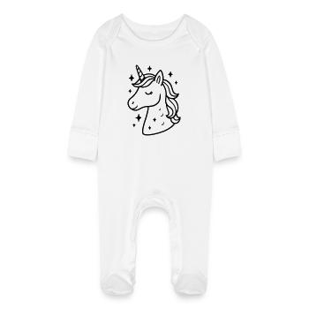 The Enchanted Unicorn - Baby Organic Sleepsuit with Scratch Mitts - white - Front