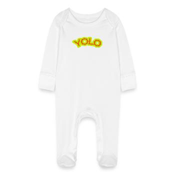 YOLO Néon Lime Psychédélique - Grenouillère bio avec gants Bébé - blanc - Devant
