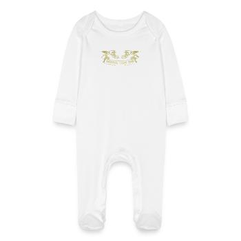 Légende avec la bannière des ailes d’ange doré - Grenouillère bio avec gants Bébé - blanc - Devant