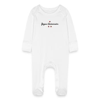 JOYEUX ANNIVERSAIRE. HAPPY BIRTHDAY. COEUR. I LOVE - Grenouillère bio avec gants Bébé - blanc - Devant