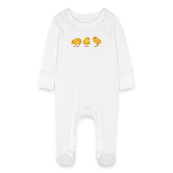 Küken – Niedliches Frühlings- und Ostermotiv - Baby Bio-Schlafanzug mit Kratzhandschuhen - Weiß - Vorne