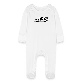 voiture de course - Grenouillère bio avec gants Bébé - blanc - Devant