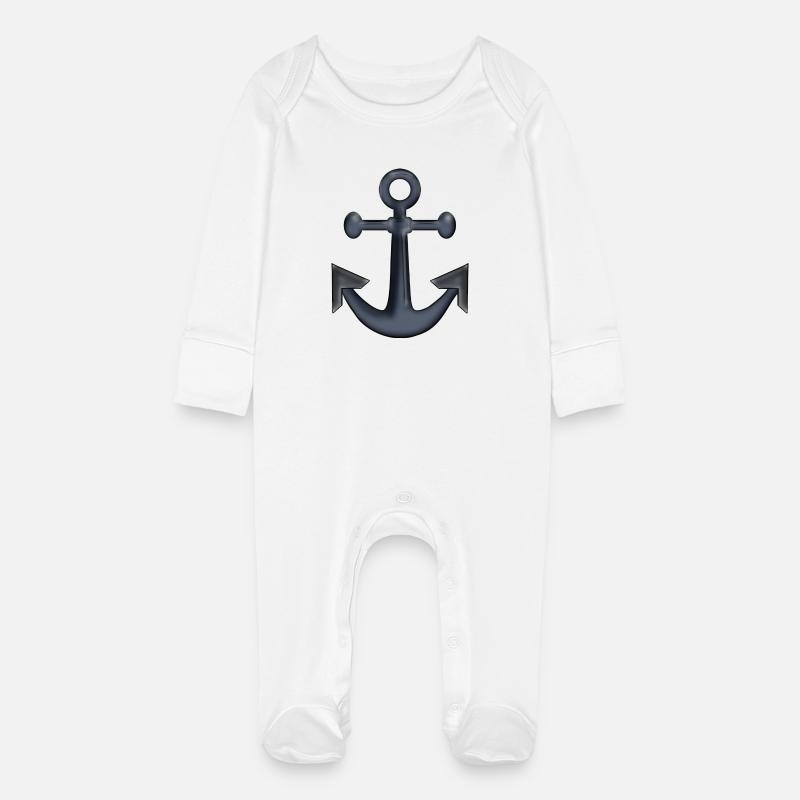 ancre - Grenouillère bio avec gants Bébé - blanc