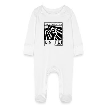 Les procrastinateurs s'unissent demain paresseux son cadeau - Grenouillère bio avec gants Bébé - blanc - Devant