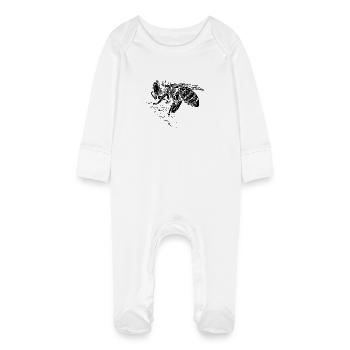 Petite abeille mignonne sur une fleur de fleur - Grenouillère bio avec gants Bébé - blanc - Devant
