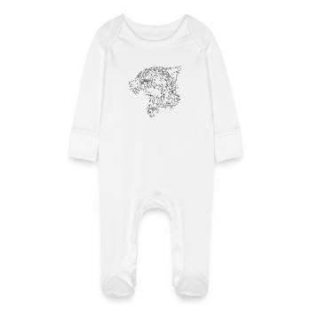 Gruseliges Vintage Halloween Wolfportrait - Baby Bio-Schlafanzug mit Kratzhandschuhen - Weiß - Vorne