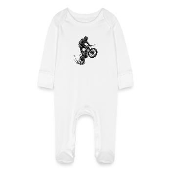 Cycliste cool vététiste - Grenouillère bio avec gants Bébé - blanc - Devant