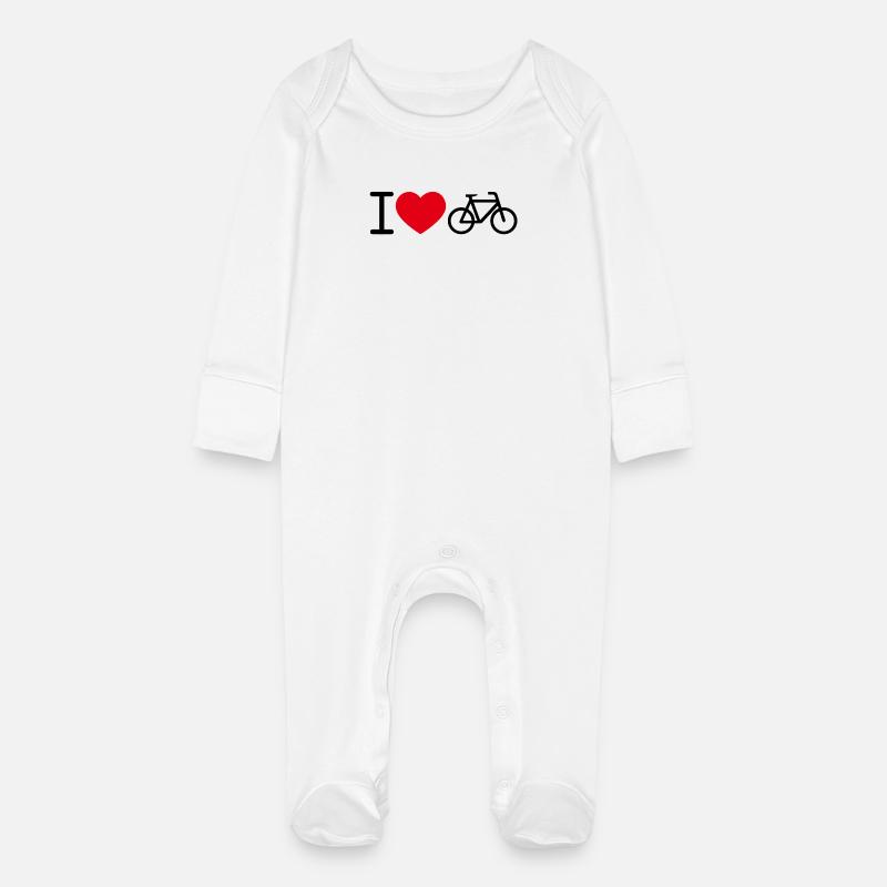 J’aime le vélo / J’aime le vélo - Grenouillère bio avec gants Bébé - blanc