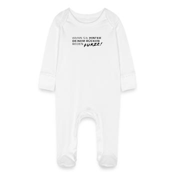 When they talk behind your back... Farts! - Baby Organic Sleepsuit with Scratch Mitts - white - Front