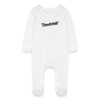 Friendship lettering (color changeable) - Baby Organic Sleepsuit with Scratch Mitts - white - Front